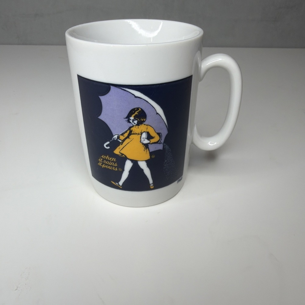 1968 Morton Salt Girl Mug Japan Vintage Advertising Coffee Cup No Rain